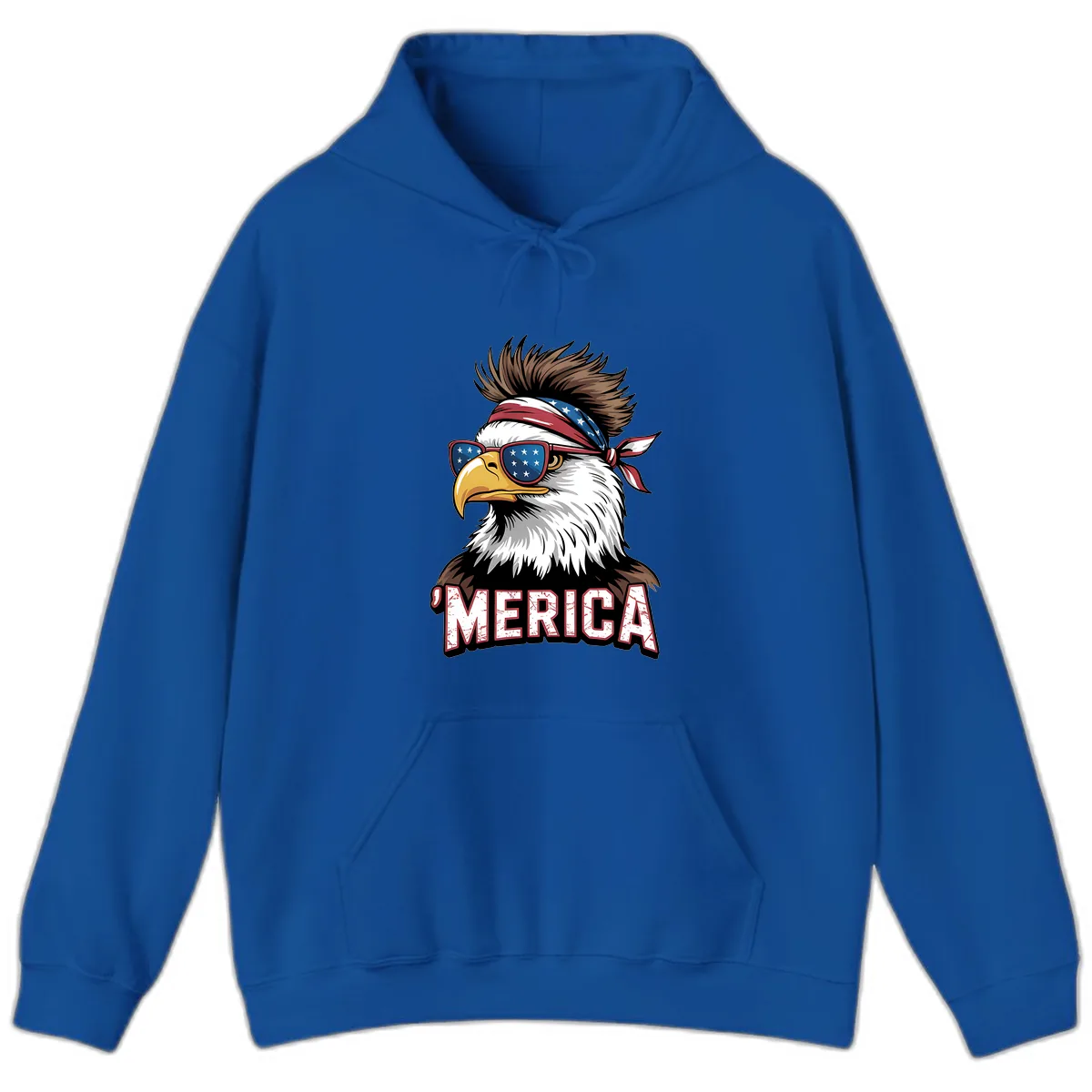 Merica Bald Eagle with USA Bandana and Shades Hoodie in Royal