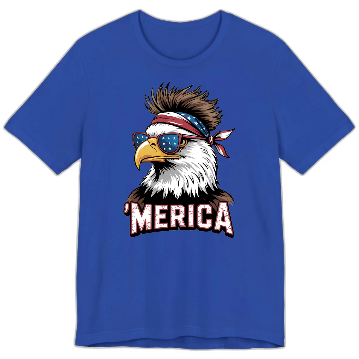 Merica Bald Eagle with USA Bandana and Shades Premium T-Shirt in True Royal
