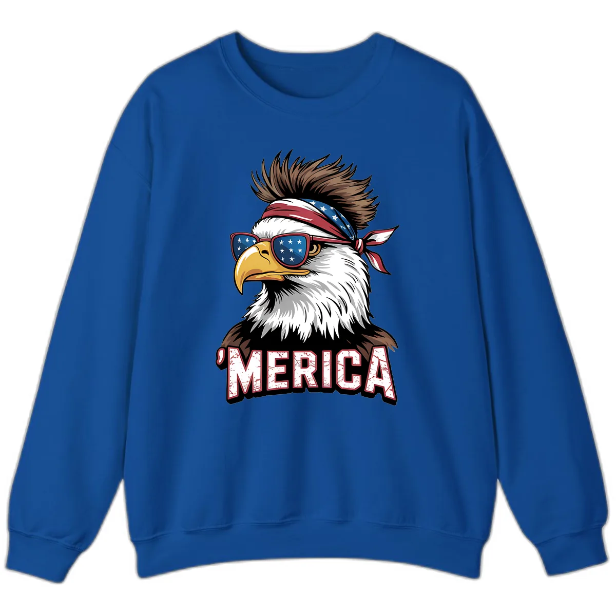 Merica Bald Eagle with USA Bandana and Shades Sweatshirt in Royal