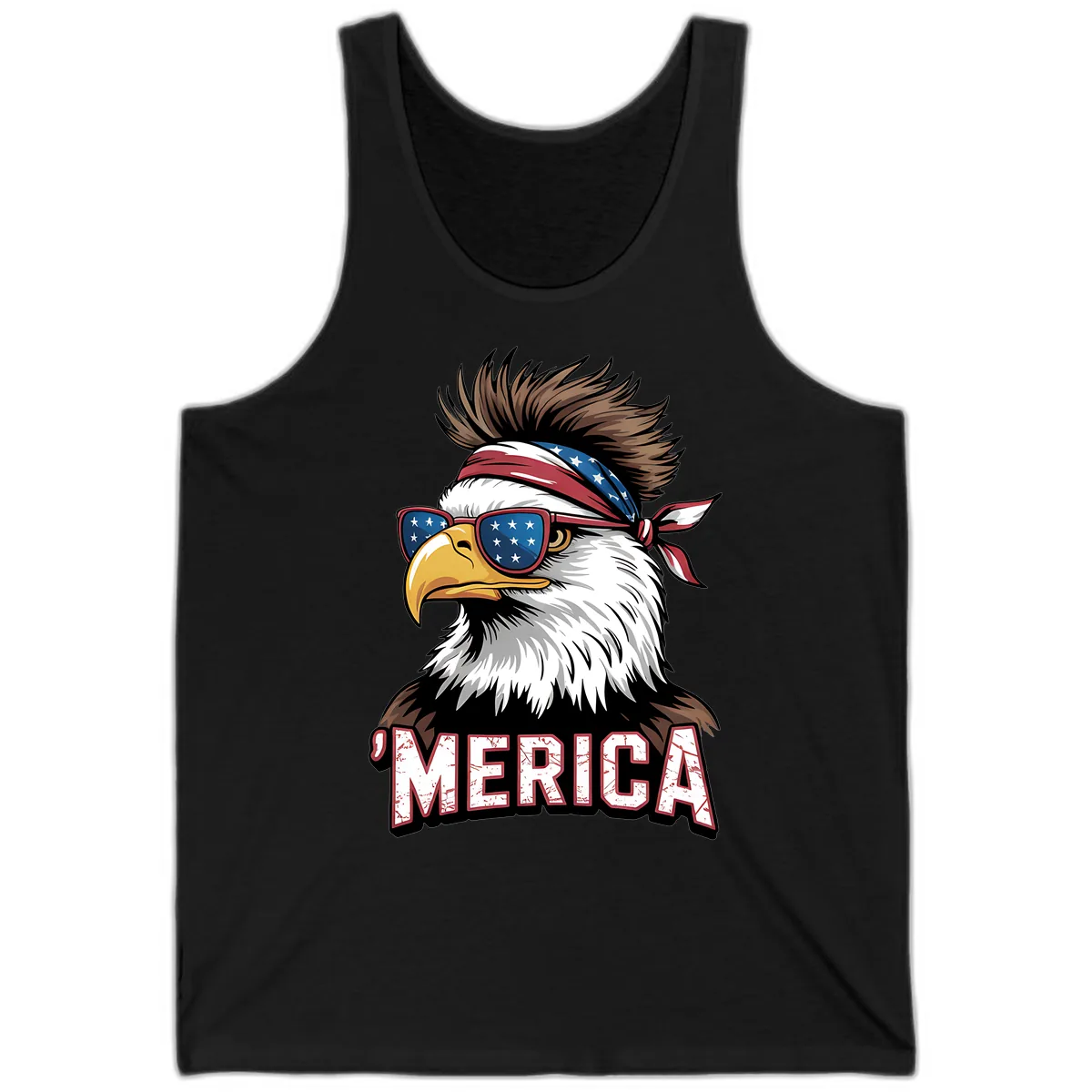 Merica Bald Eagle with USA Bandana and Shades Tank in Black