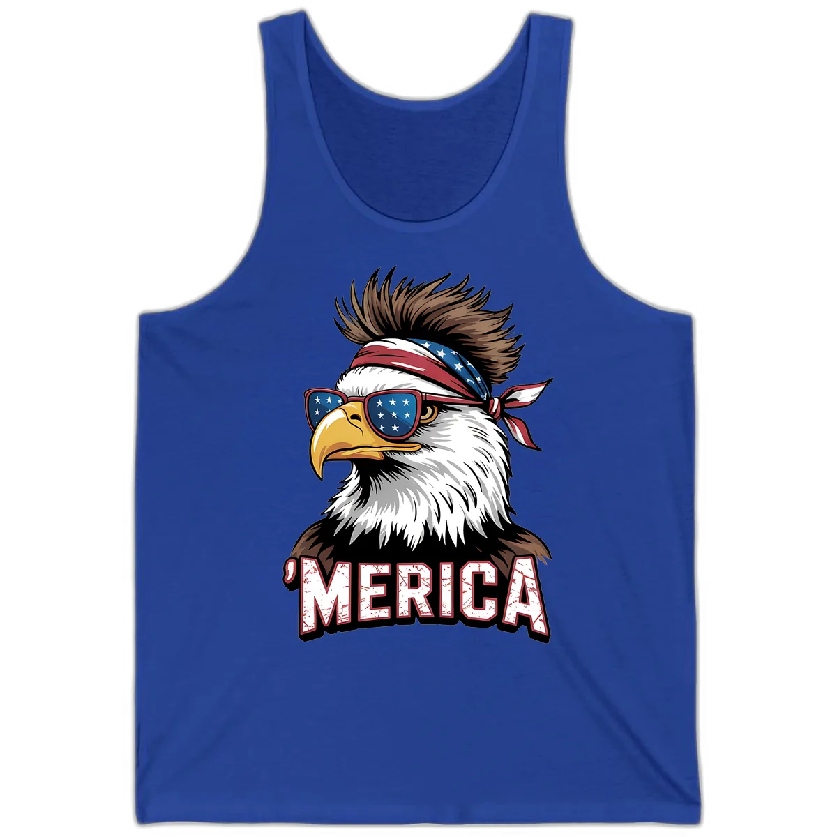 Merica Bald Eagle with USA Bandana and Shades Tank in True Royal