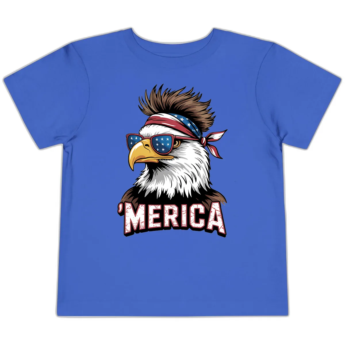 Merica Bald Eagle with USA Bandana and Shades Toddler T-Shirt in True Royal