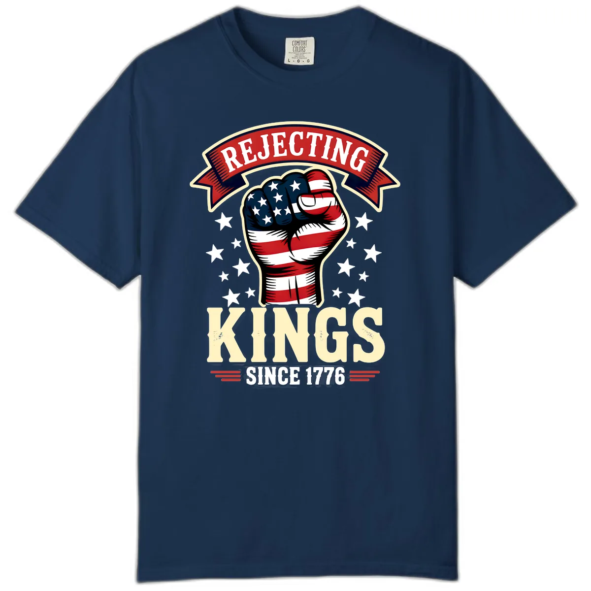 Rejecting Kings Since 1776 American Fist Comfort Color in Navy