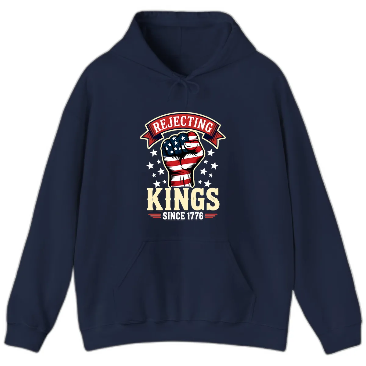 Rejecting Kings Since 1776 American Fist Hoodie in Navy