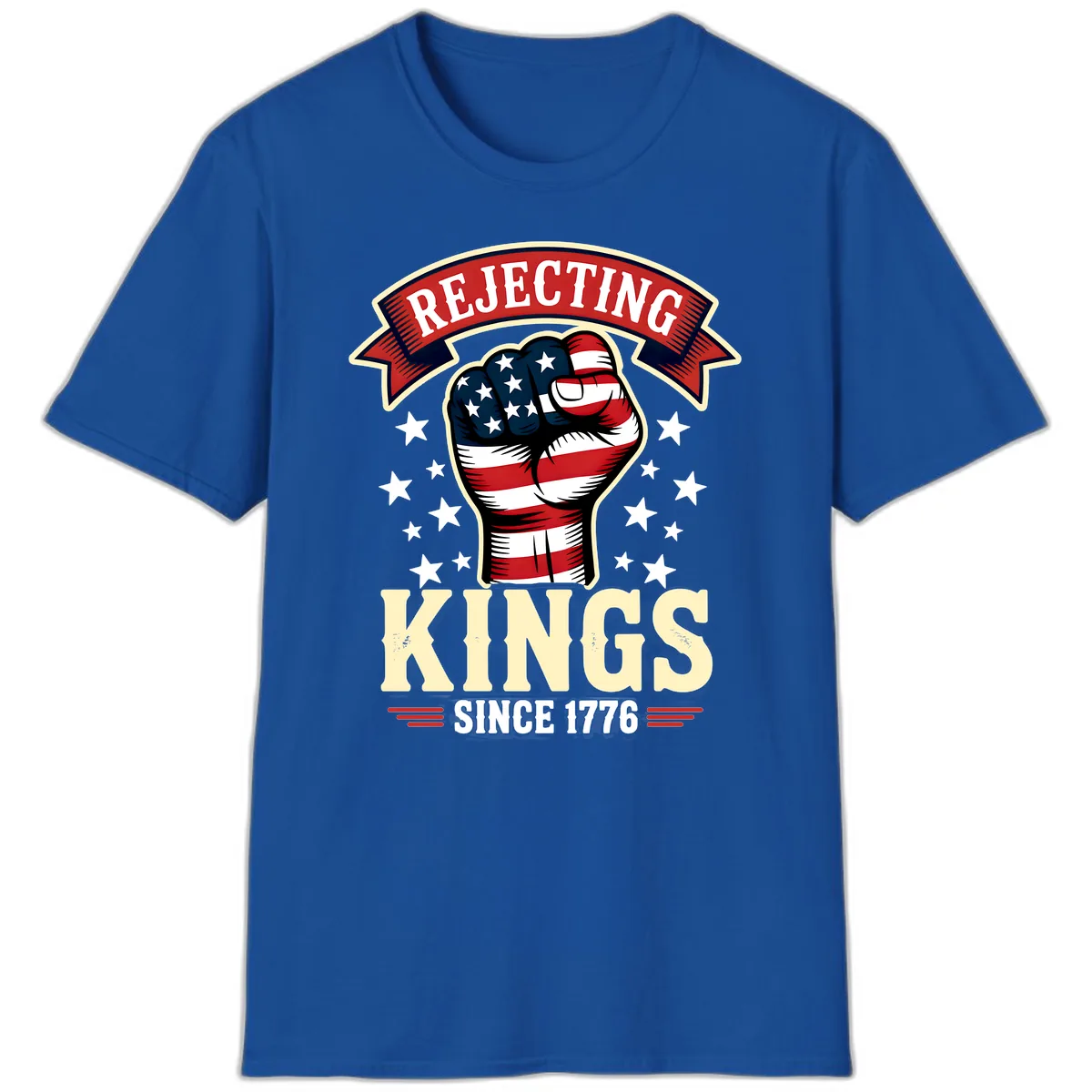 Rejecting Kings Since 1776 American Fist T-Shirt in Royal