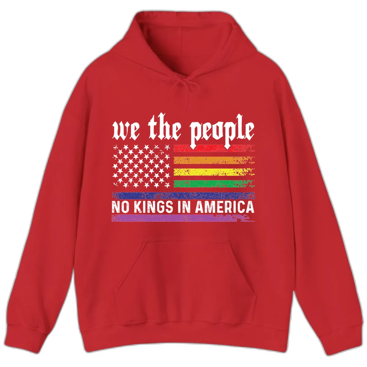 We The People No Kings Rainbow Flag Hoodie in Red
