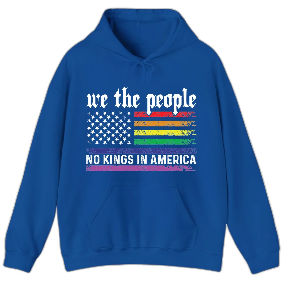 We The People No Kings Rainbow Flag Hoodie in Royal