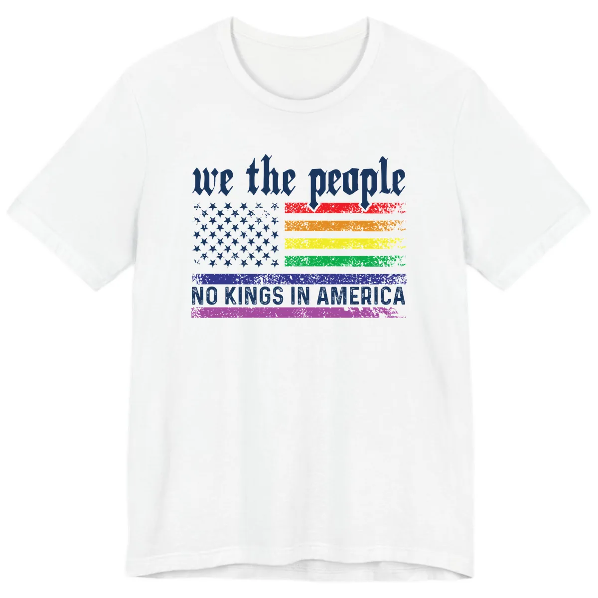 We The People No Kings Rainbow Flag Premium T-Shirt in White