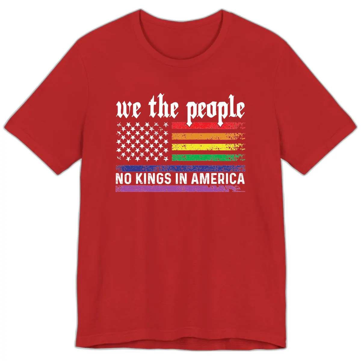 We The People No Kings Rainbow Flag Premium T-Shirt in Red