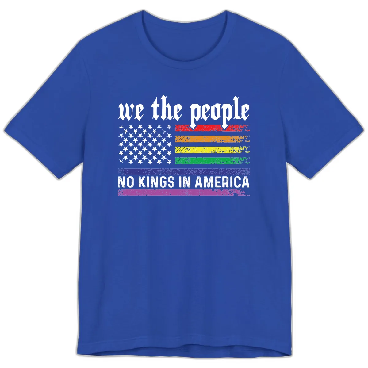 We The People No Kings Rainbow Flag Premium T-Shirt in True Royal