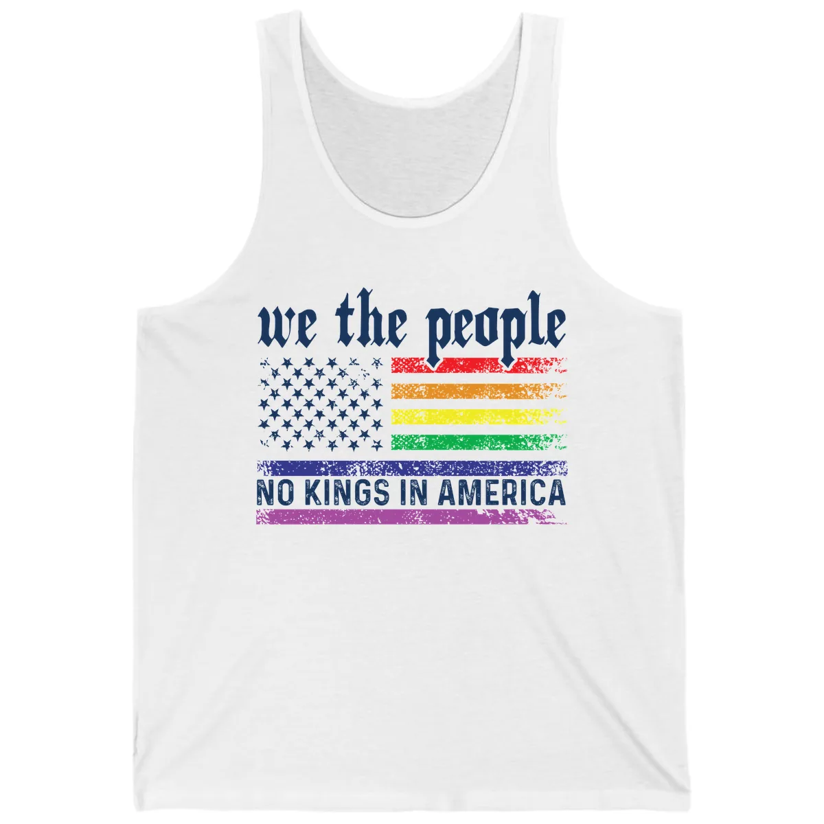 We The People No Kings Rainbow Flag Tank in White