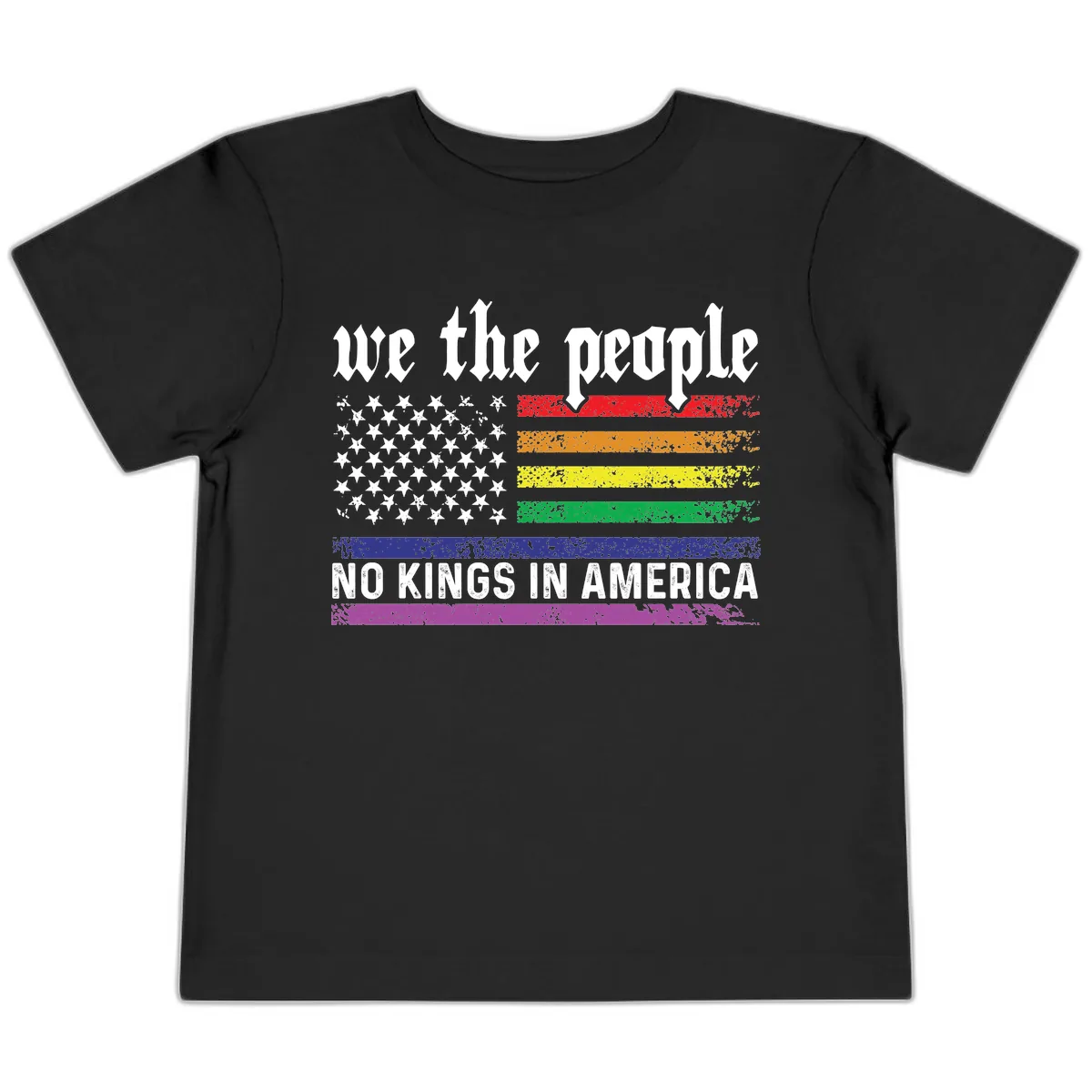 We The People No Kings Rainbow Flag Toddler T-Shirt in Black