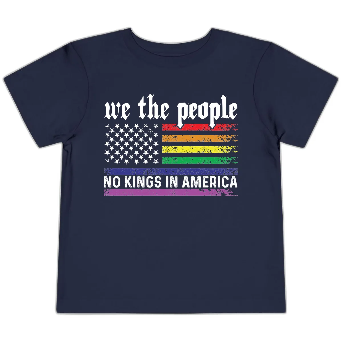 We The People No Kings Rainbow Flag Toddler T-Shirt in Navy