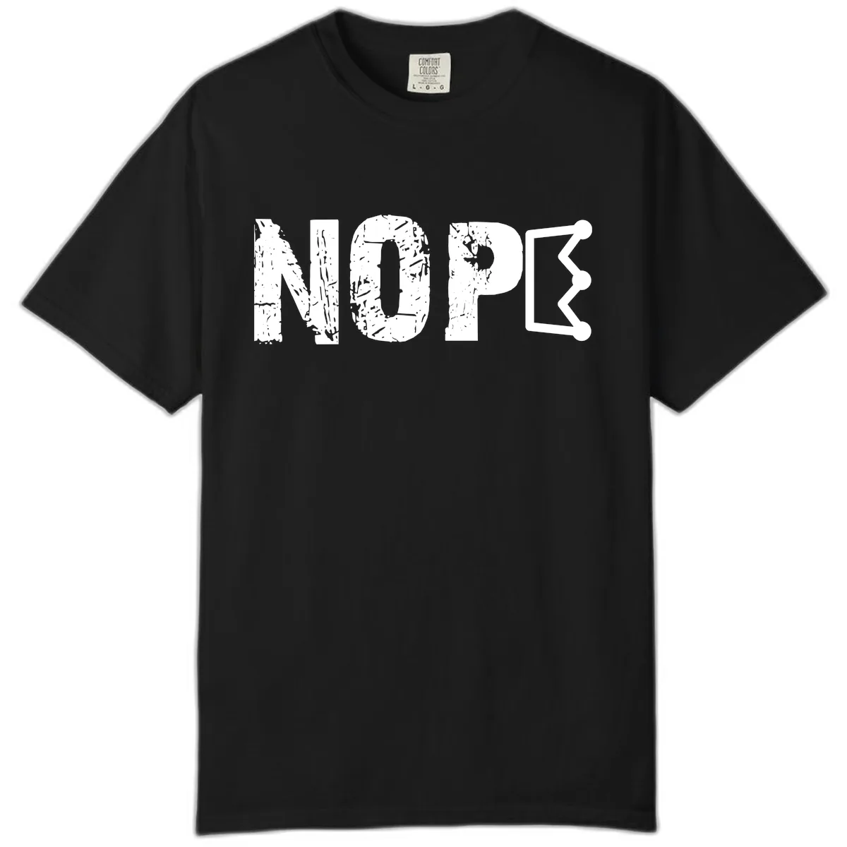 Nope Distressed Text With Crown Graphic Comfort Color in Black