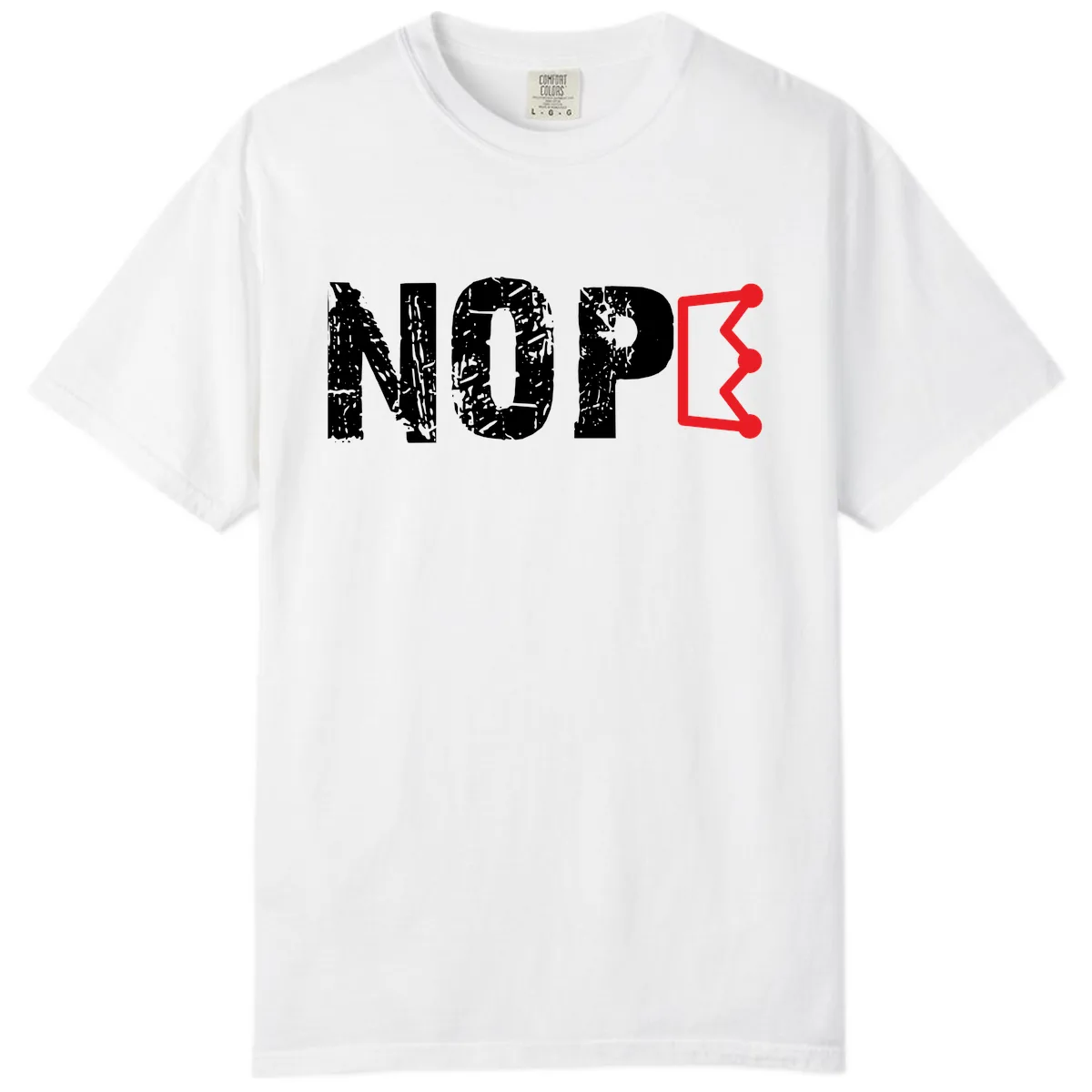 Nope Distressed Text With Crown Graphic Comfort Color in White