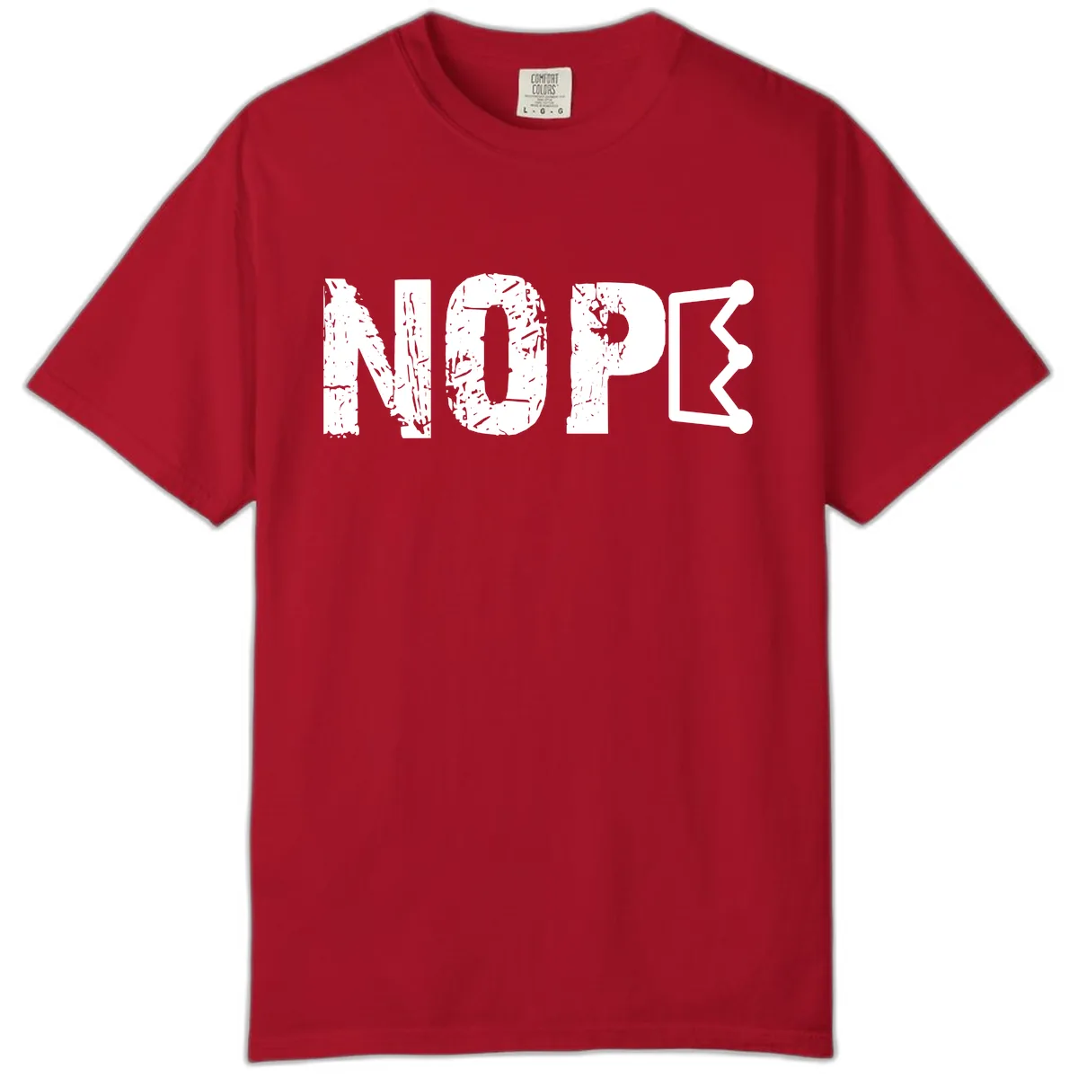 Nope Distressed Text With Crown Graphic Comfort Color in Red