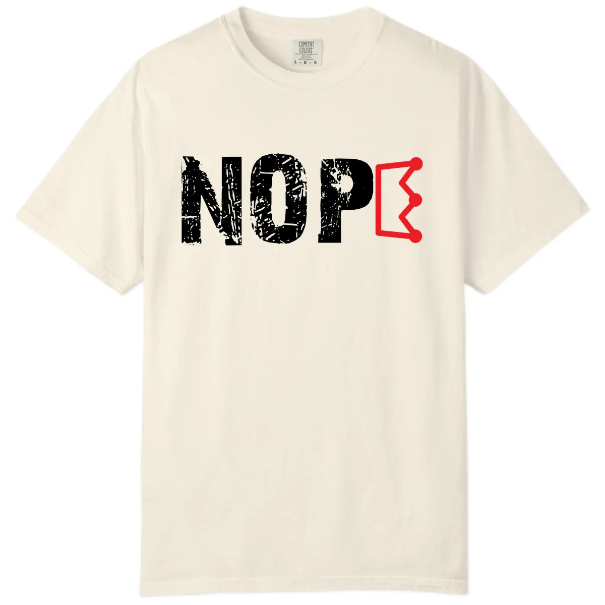 Nope Distressed Text With Crown Graphic Comfort Color in Ivory