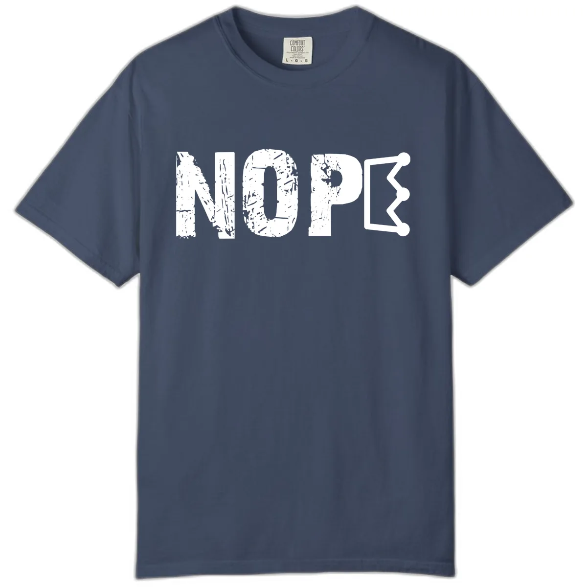 Nope Distressed Text With Crown Graphic Comfort Color in Midnight