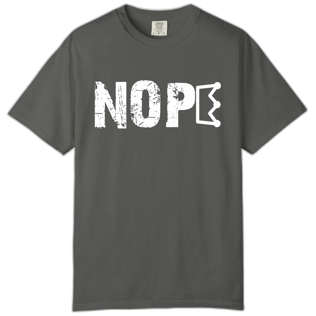 Nope Distressed Text With Crown Graphic Comfort Color in Pepper