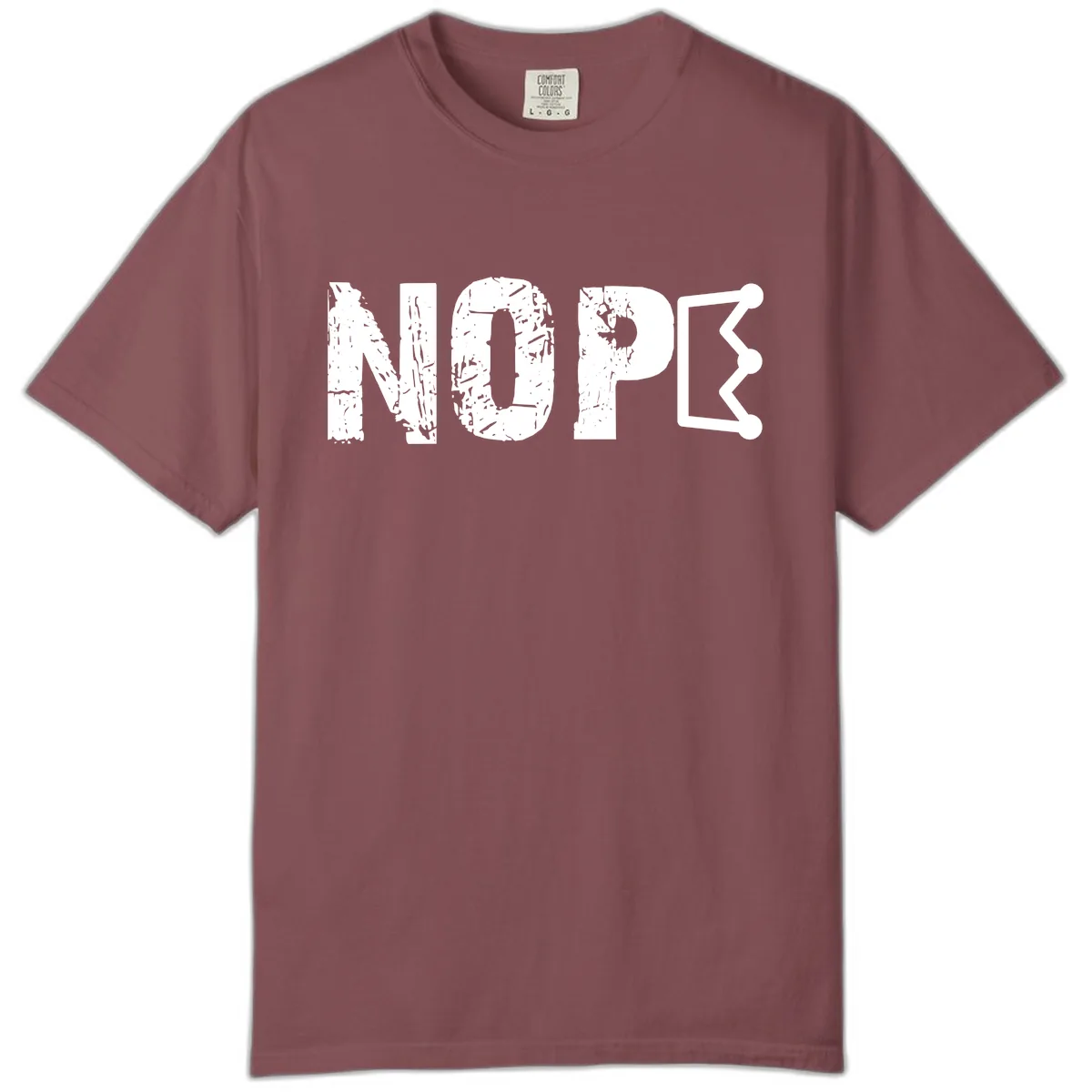 Nope Distressed Text With Crown Graphic Comfort Color in Brick