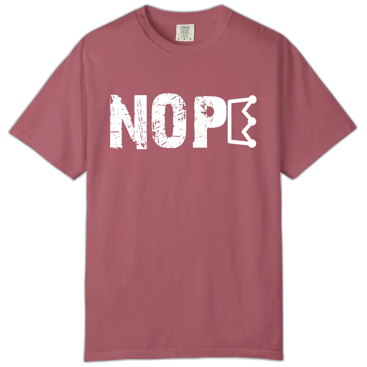 Nope Distressed Text With Crown Graphic Comfort Color in Crimson