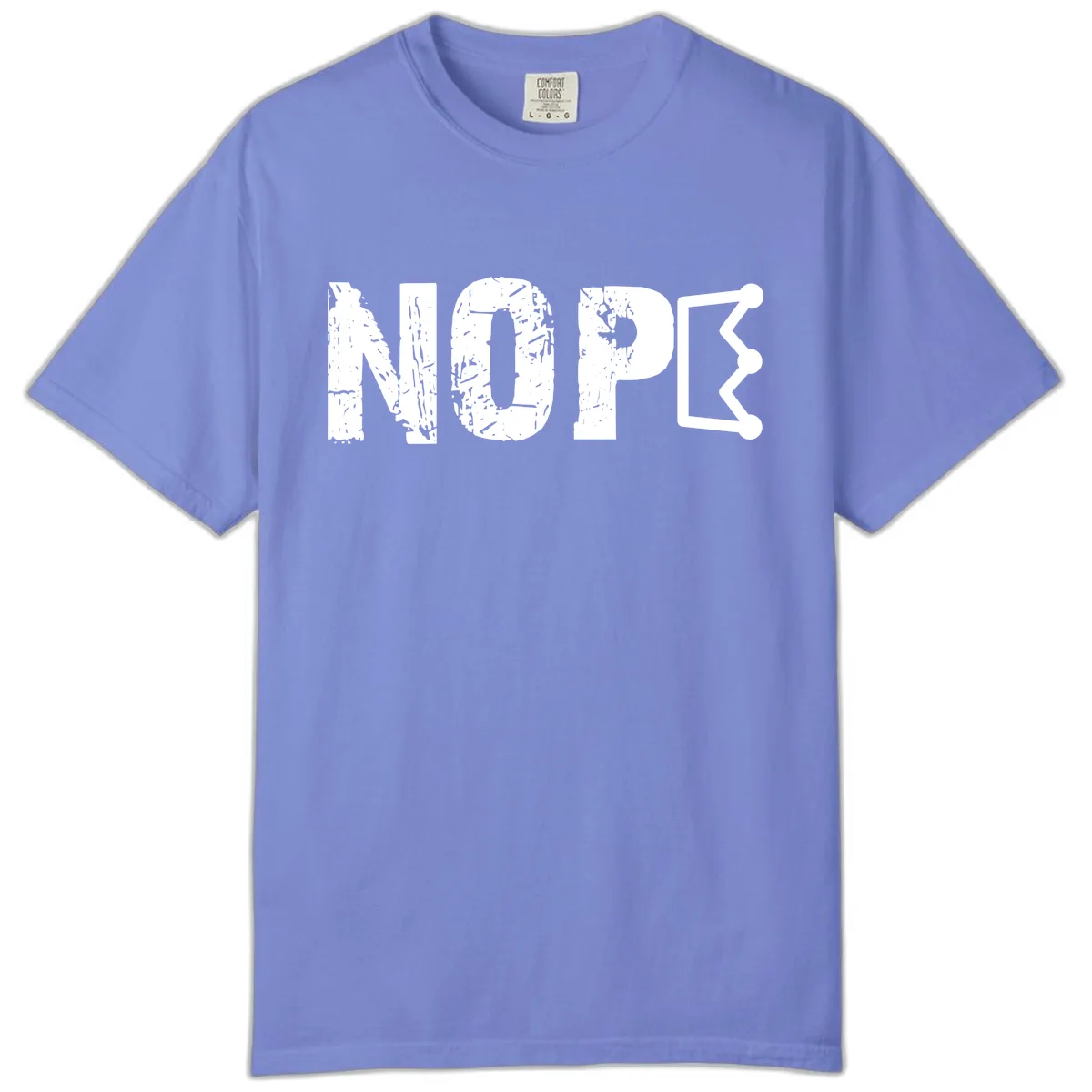 Nope Distressed Text With Crown Graphic Comfort Color in Flo Blue