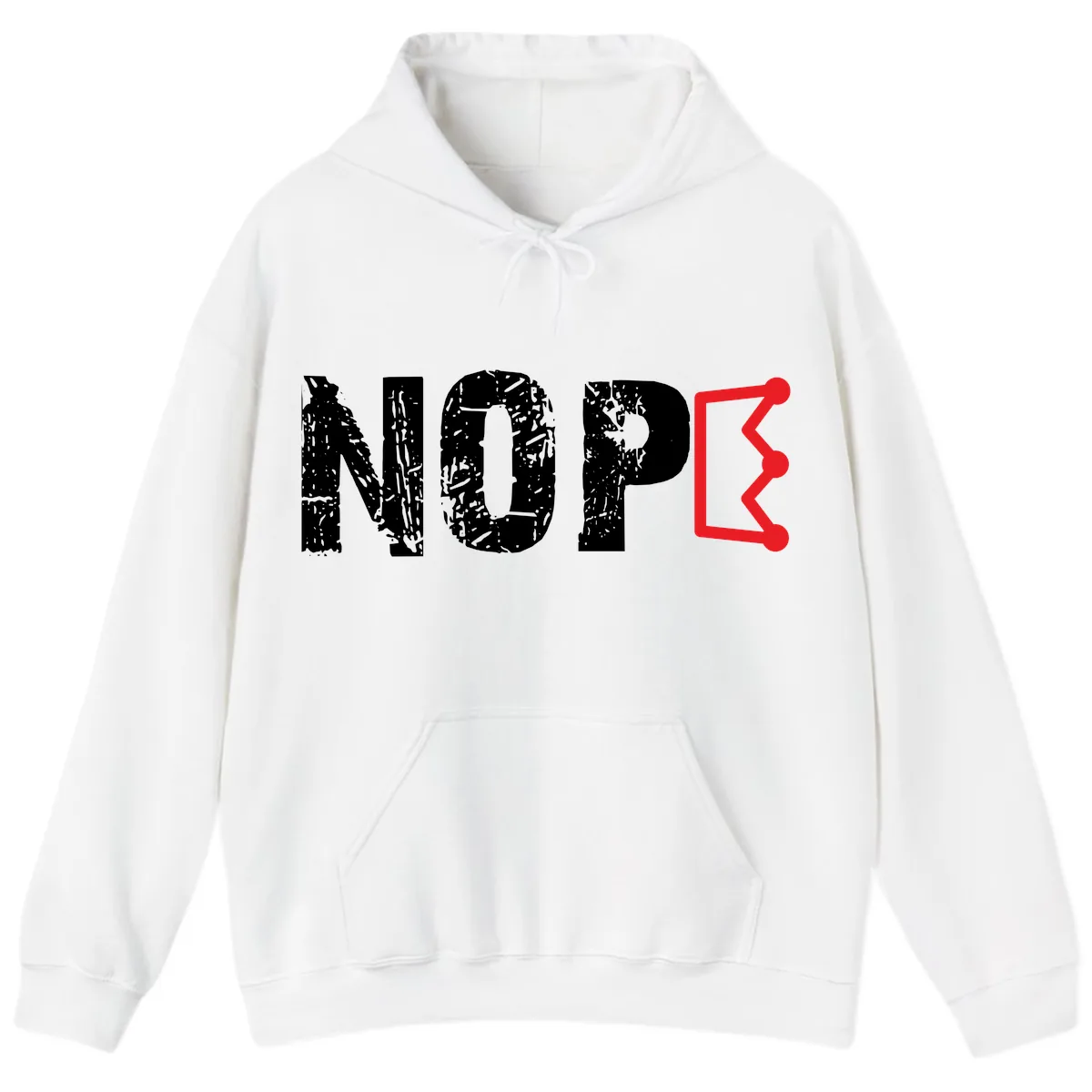 Nope Distressed Text With Crown Graphic Hoodie in White