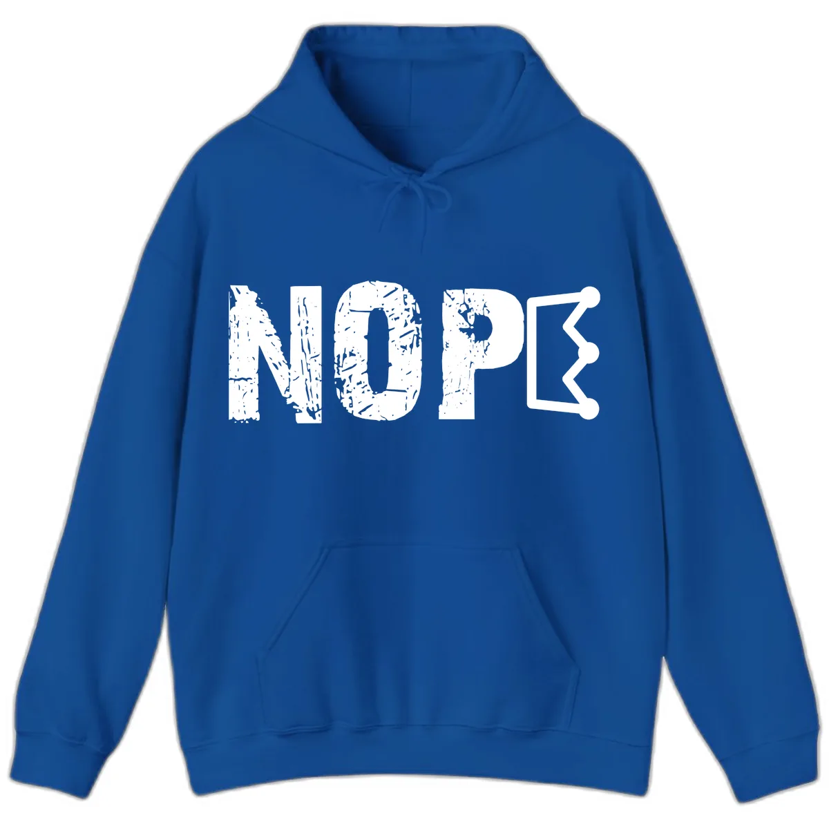 Nope Distressed Text With Crown Graphic Hoodie in Royal