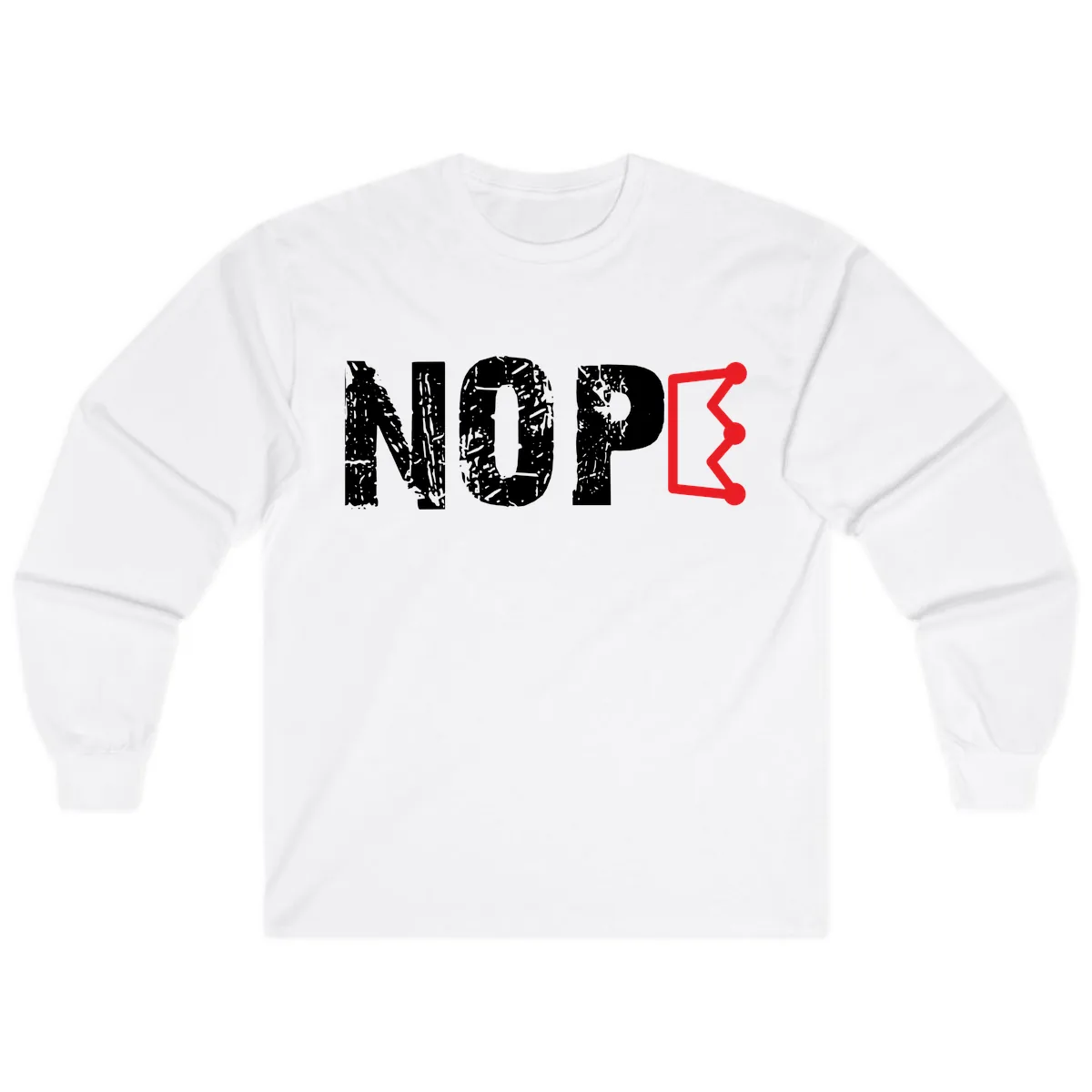 Nope Distressed Text With Crown Graphic Long Sleeve in White