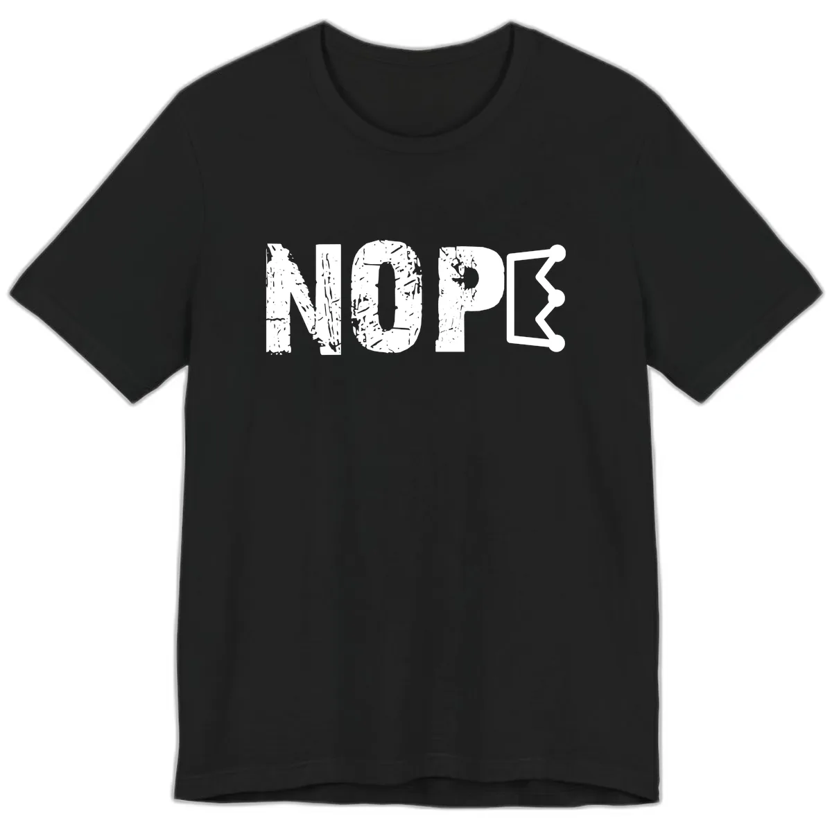 Nope Distressed Text With Crown Graphic Premium T-Shirt in Black