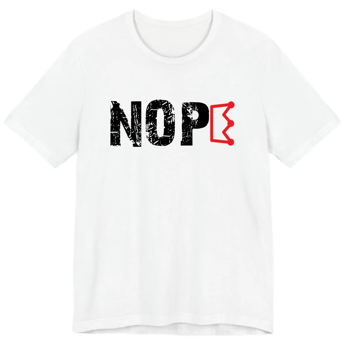Nope Distressed Text With Crown Graphic Premium T-Shirt in White