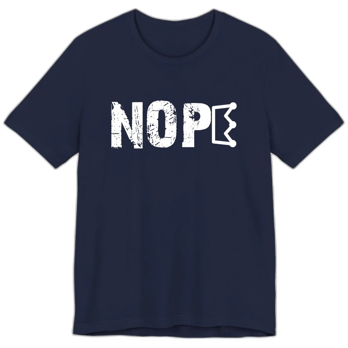 Nope Distressed Text With Crown Graphic Premium T-Shirt in Navy