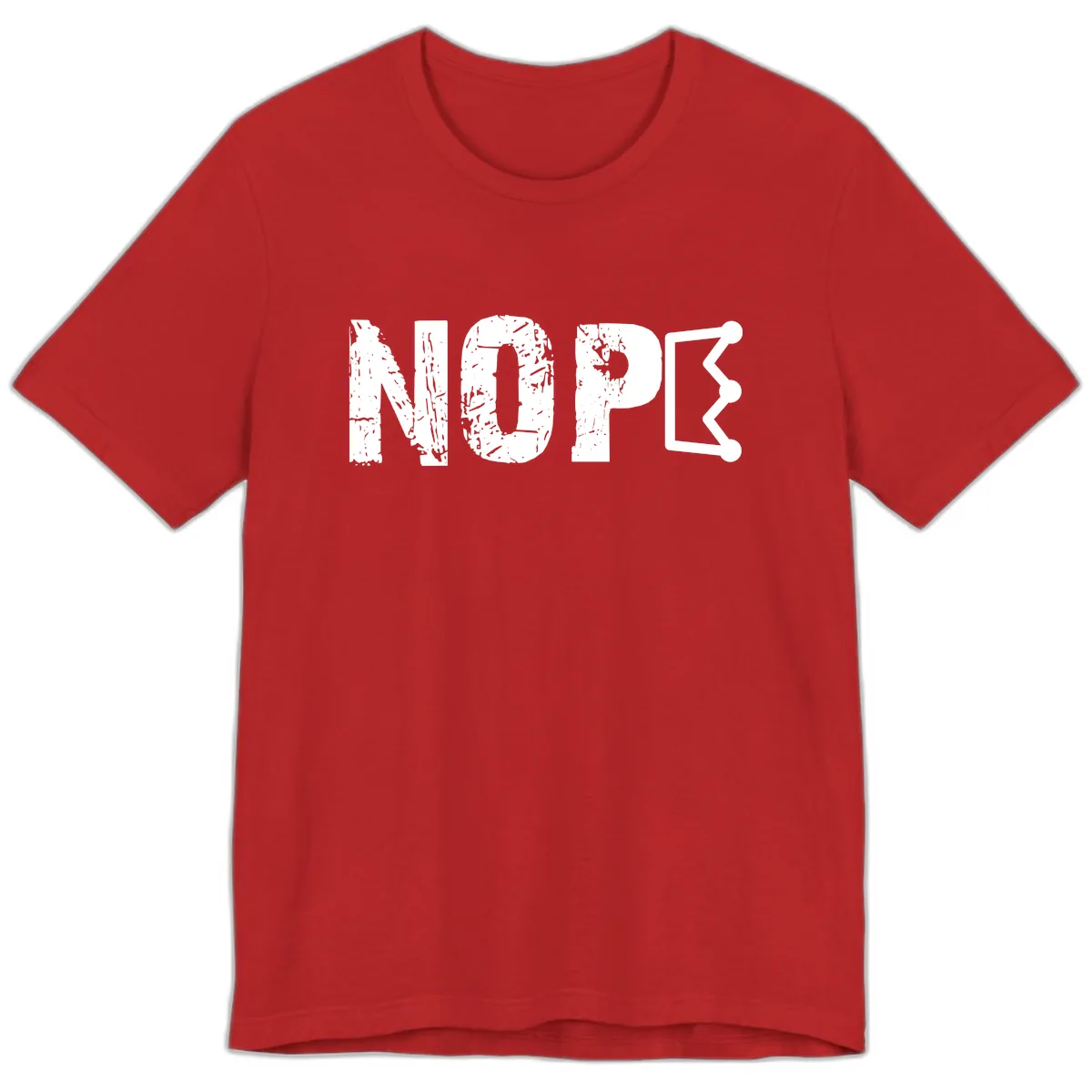 Nope Distressed Text With Crown Graphic Premium T-Shirt in Red