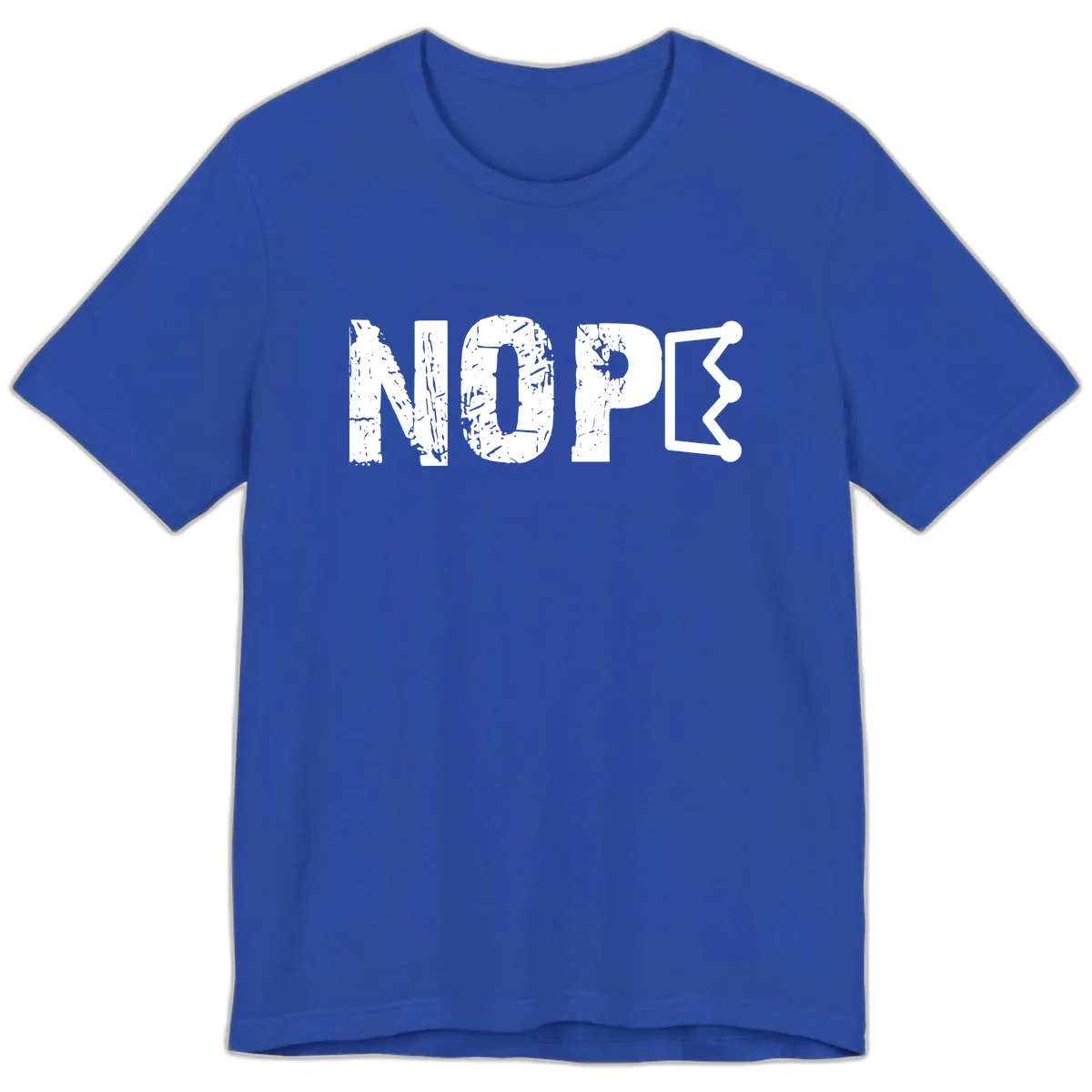 Nope Distressed Text With Crown Graphic Premium T-Shirt in True Royal