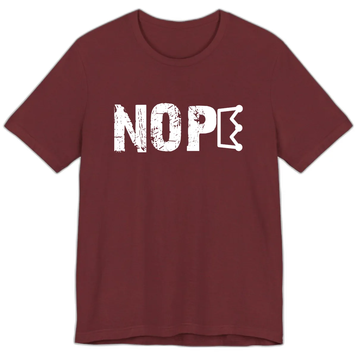 Nope Distressed Text With Crown Graphic Premium T-Shirt in Heather Cardinal