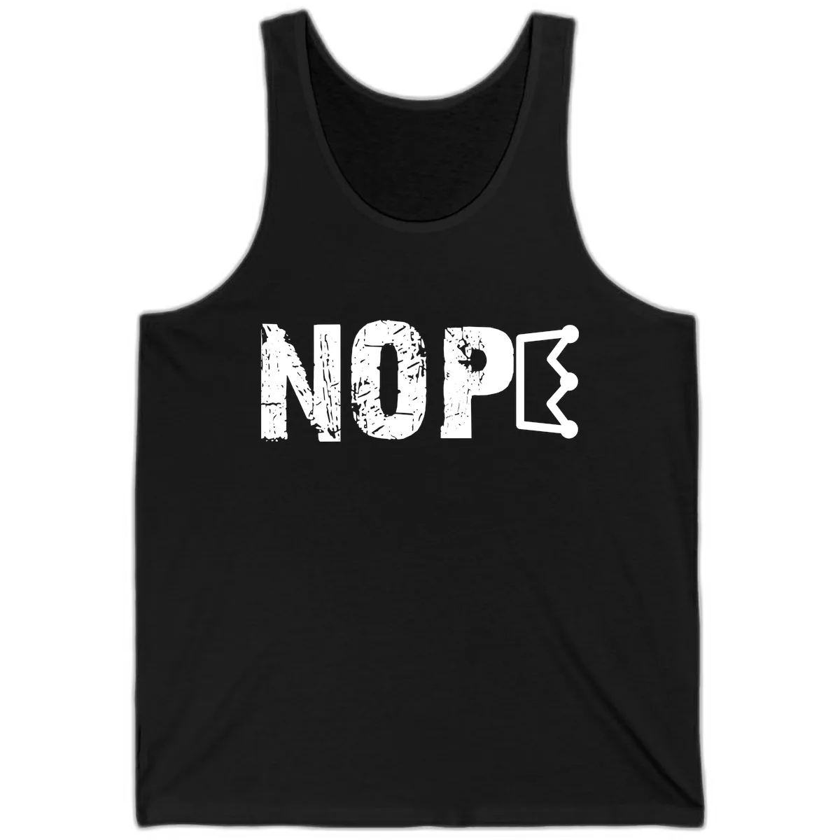 Nope Distressed Text With Crown Graphic Tank in Black