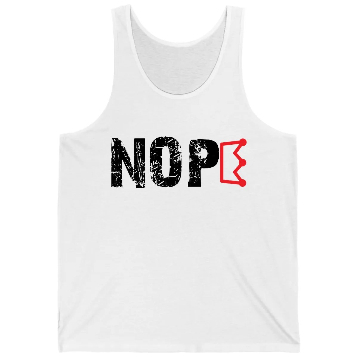 Nope Distressed Text With Crown Graphic Tank in White