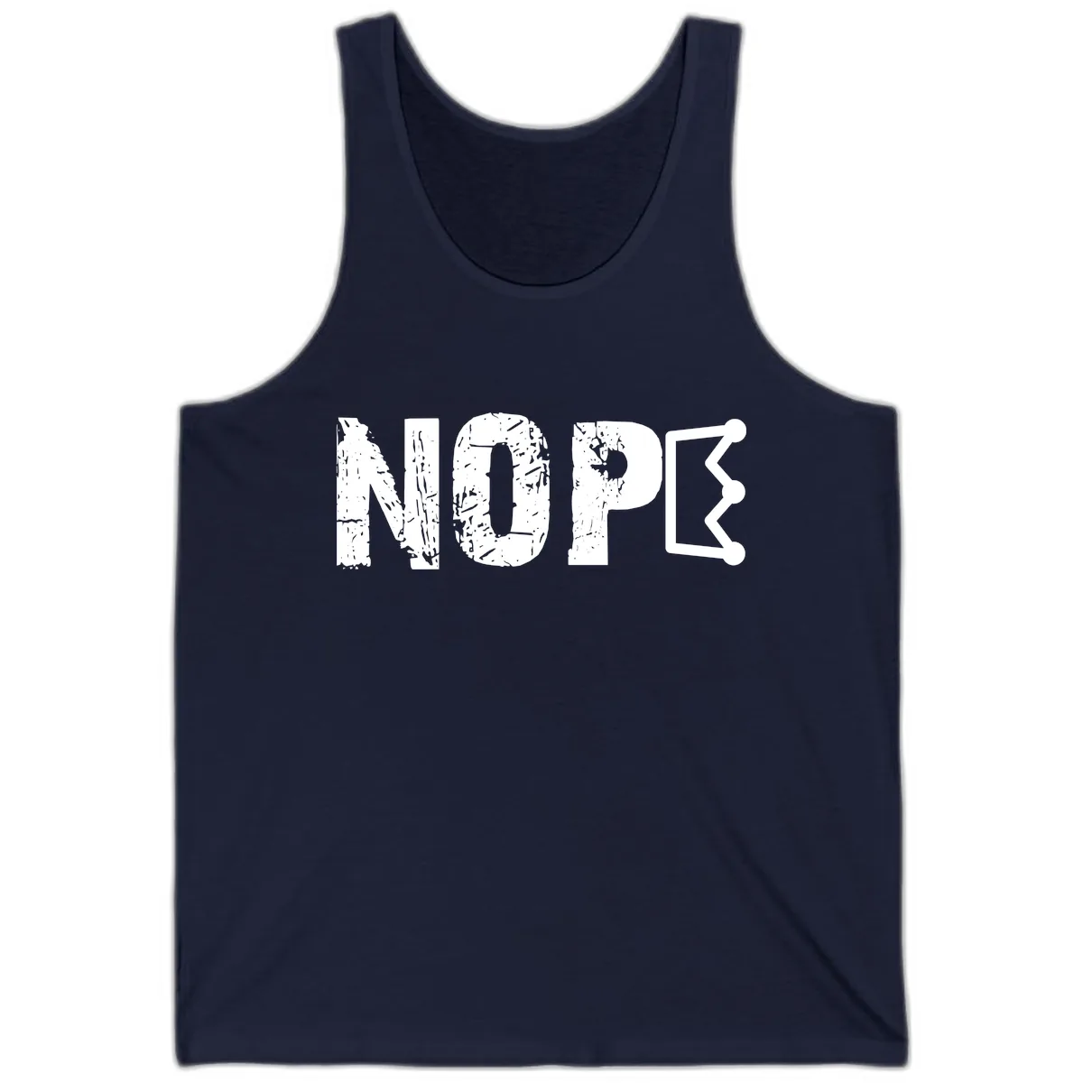 Nope Distressed Text With Crown Graphic Tank in Navy