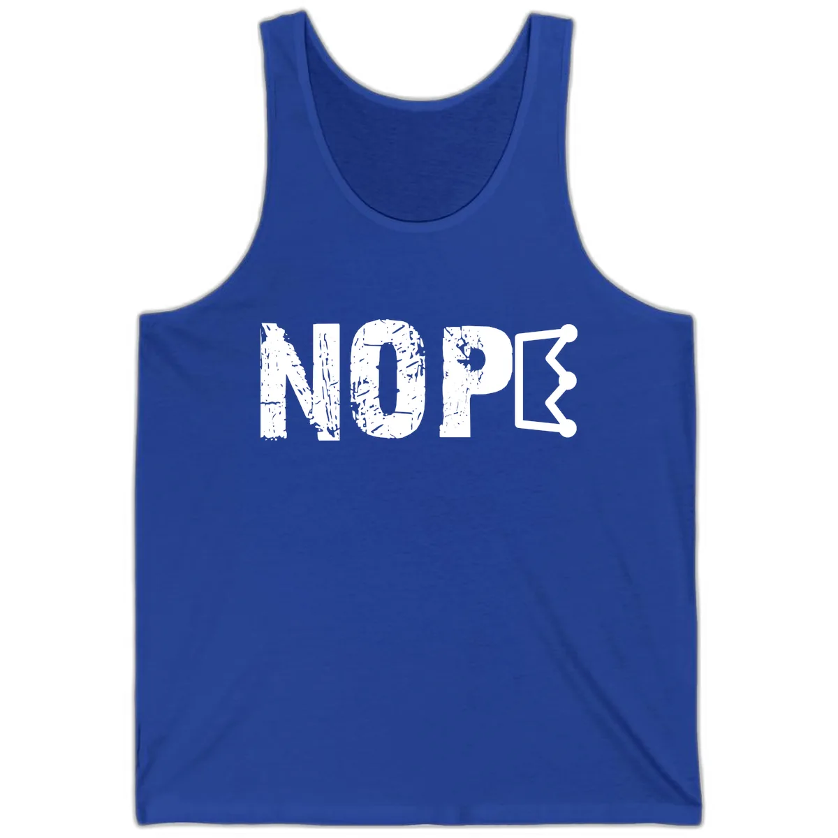 Nope Distressed Text With Crown Graphic Tank in True Royal