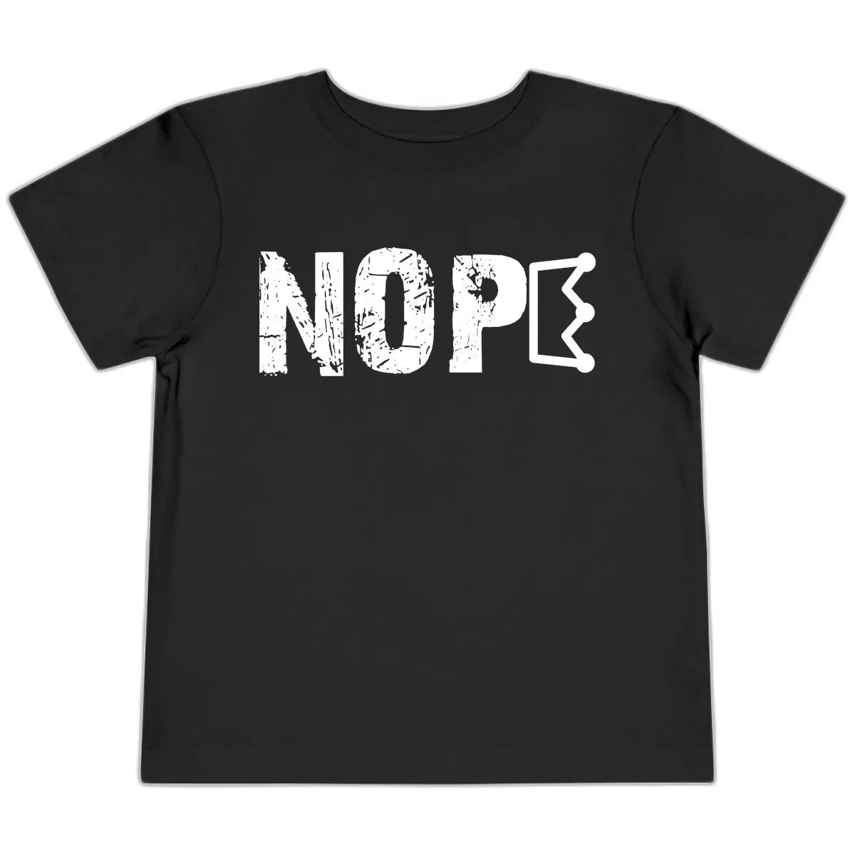 Nope Distressed Text With Crown Graphic Toddler T-Shirt in Black