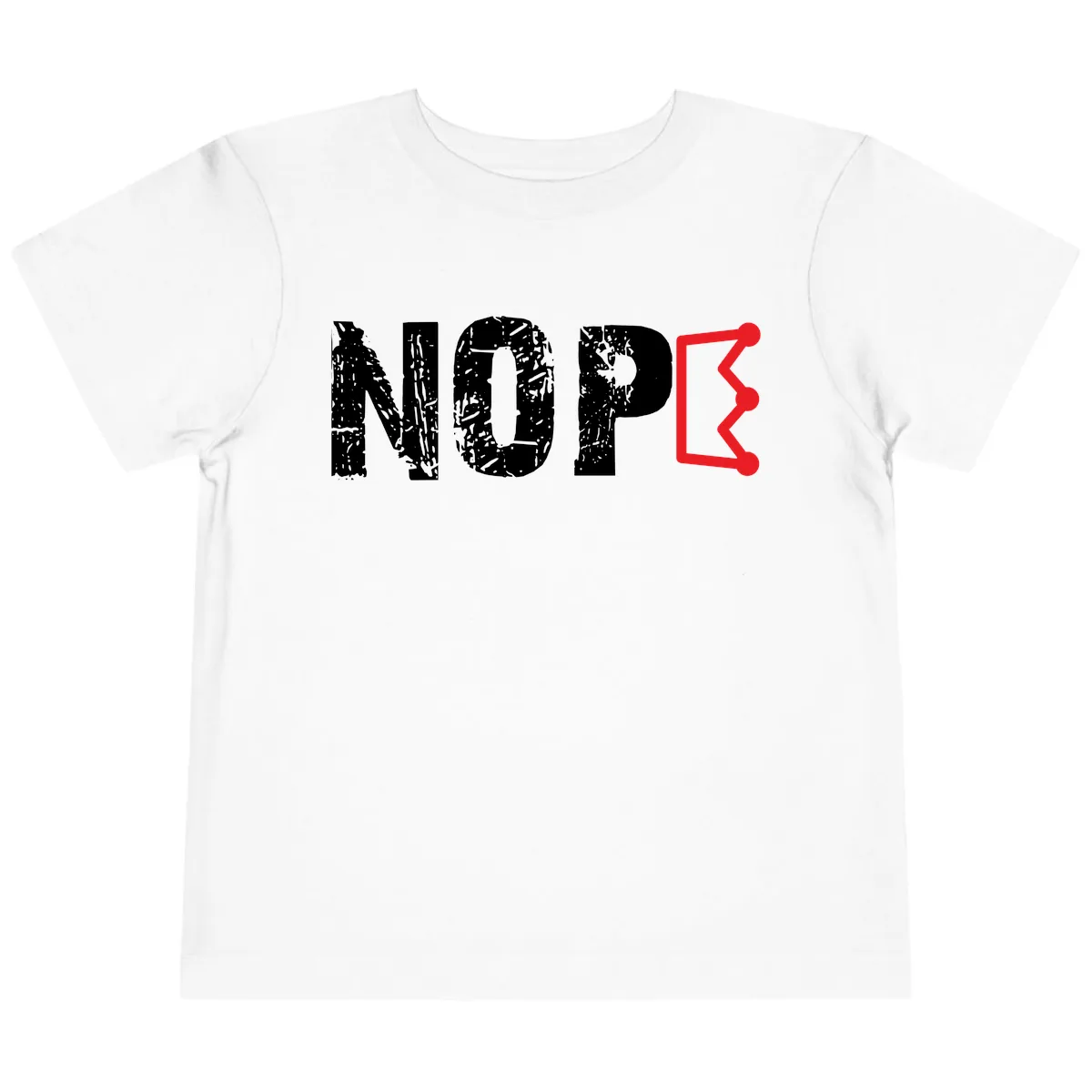 Nope Distressed Text With Crown Graphic Toddler T-Shirt in White