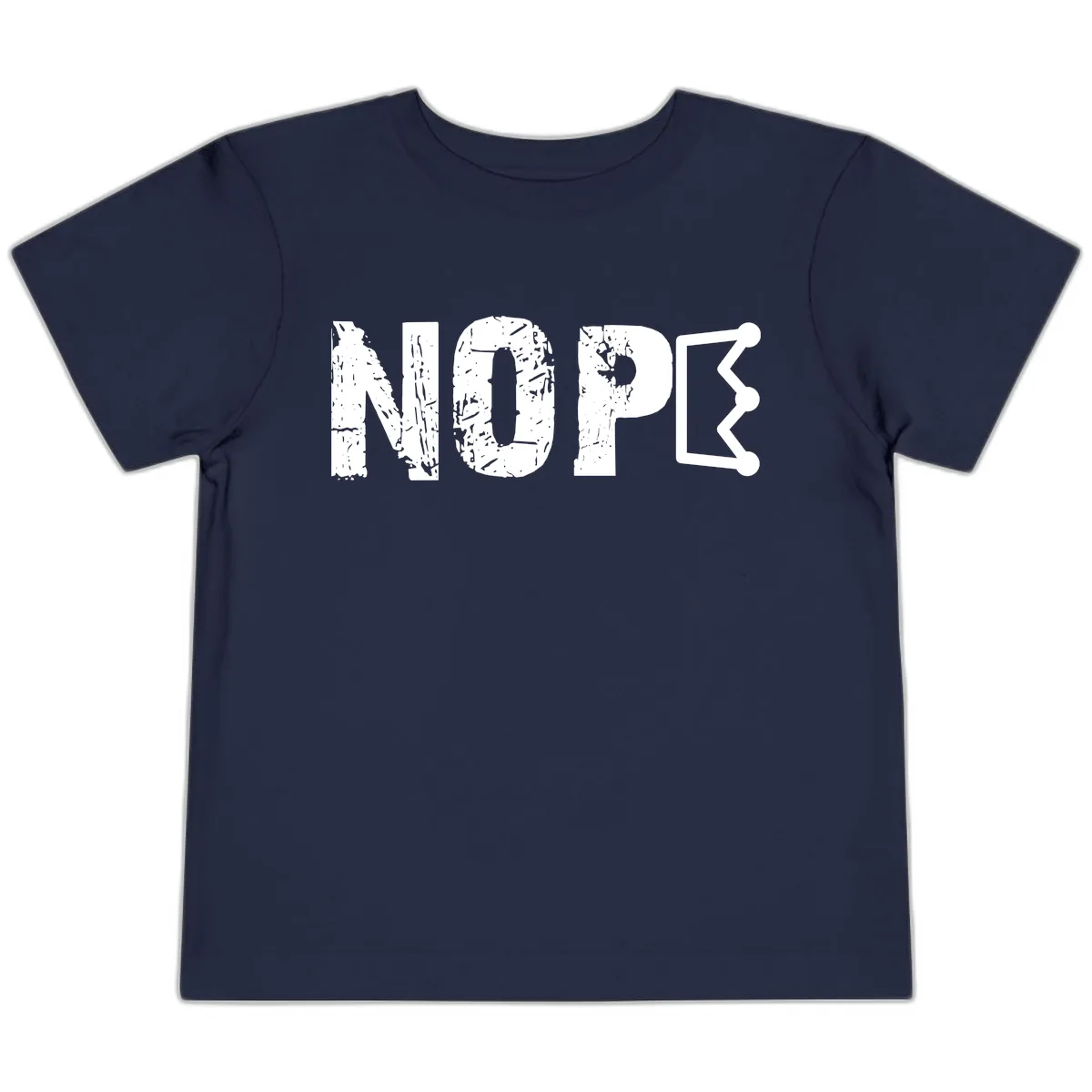 Nope Distressed Text With Crown Graphic Toddler T-Shirt in Navy