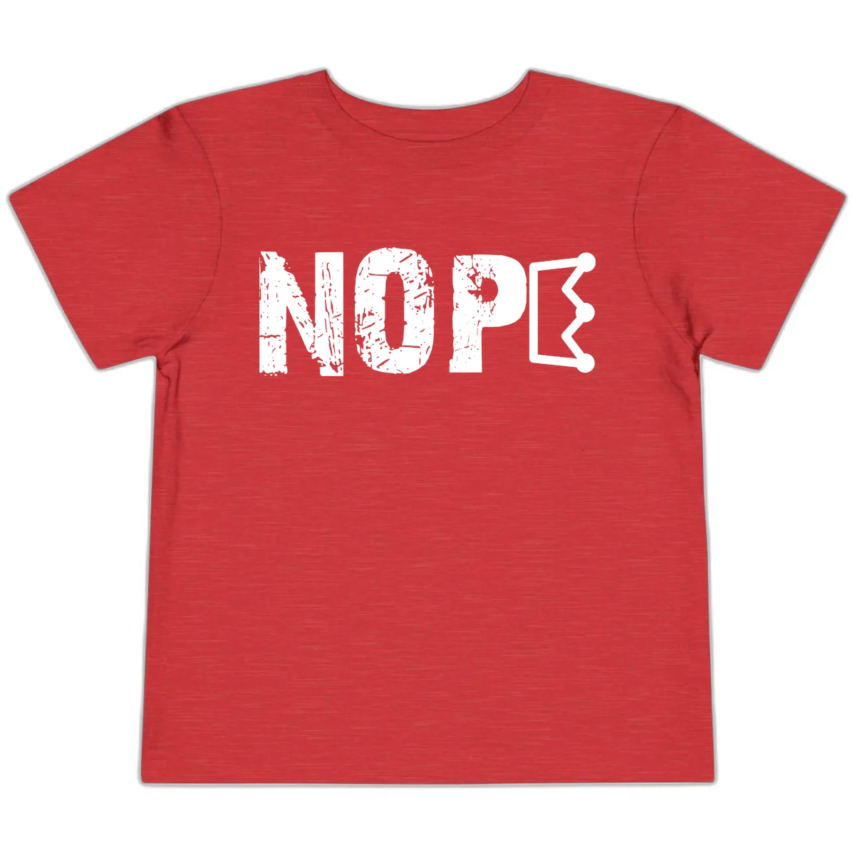 Nope Distressed Text With Crown Graphic Toddler T-Shirt in Heather Red