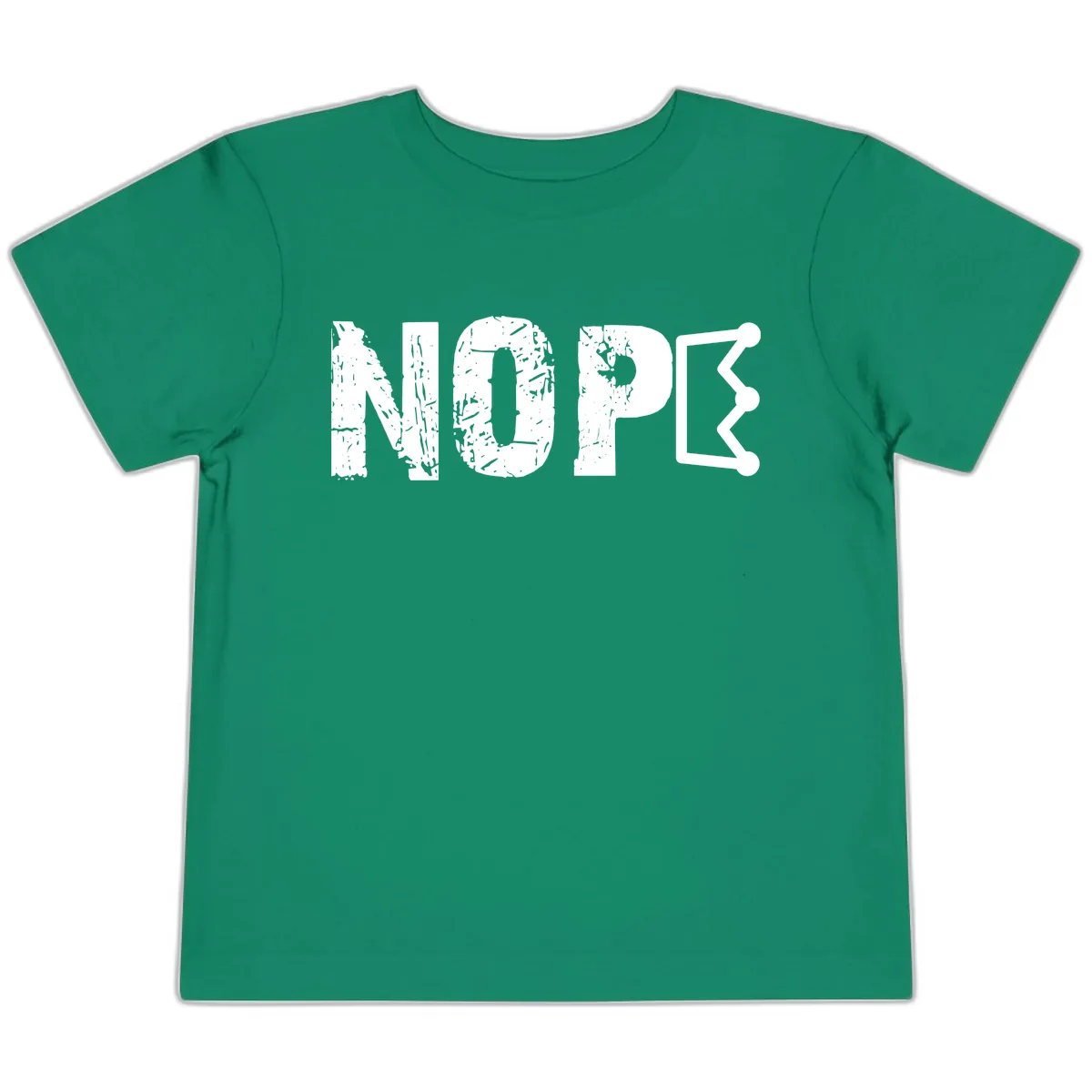 Nope Distressed Text With Crown Graphic Toddler T-Shirt in Kelly