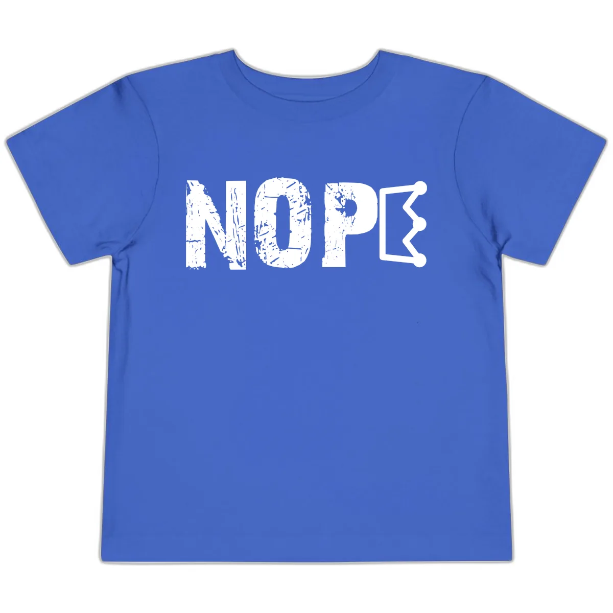 Nope Distressed Text With Crown Graphic Toddler T-Shirt in True Royal