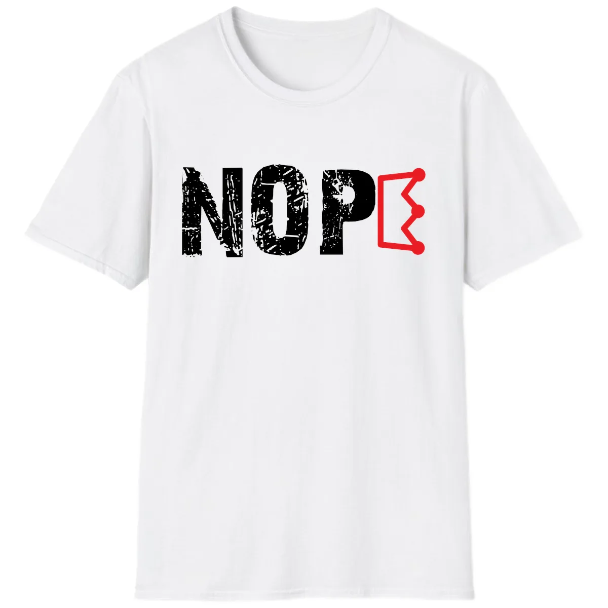 Nope Distressed Text With Crown Graphic T-Shirt in White