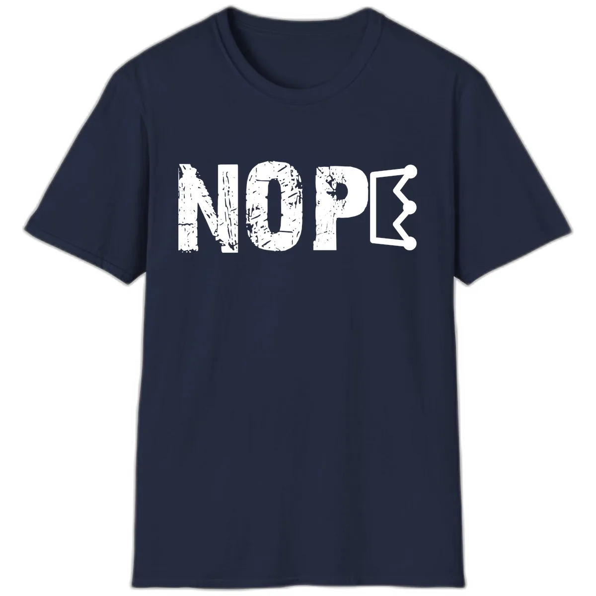 Nope Distressed Text With Crown Graphic T-Shirt in Navy