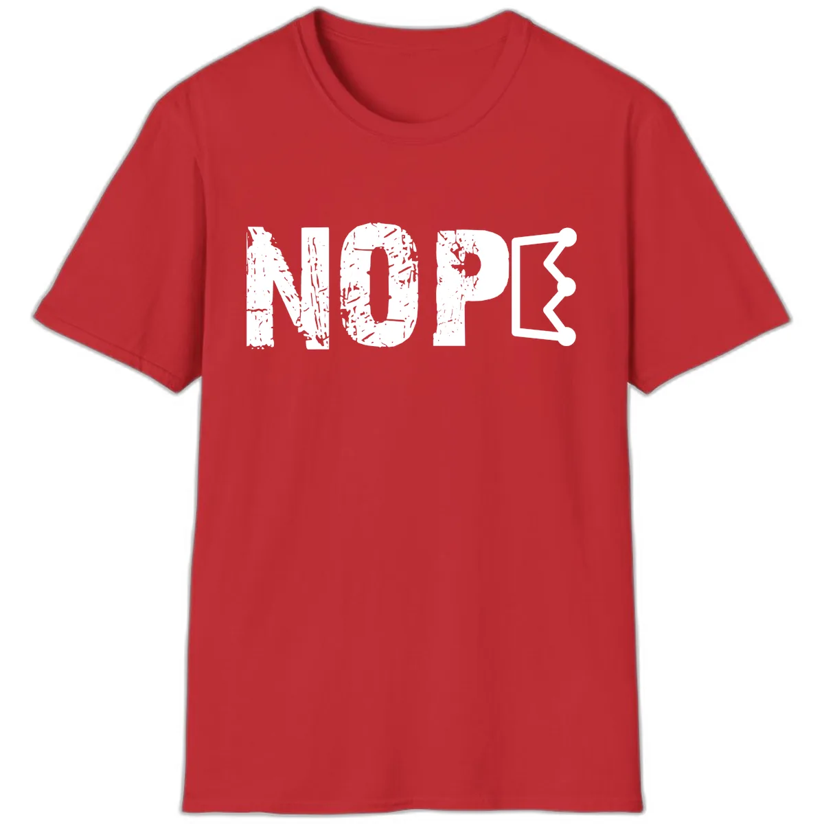 Nope Distressed Text With Crown Graphic T-Shirt in Red