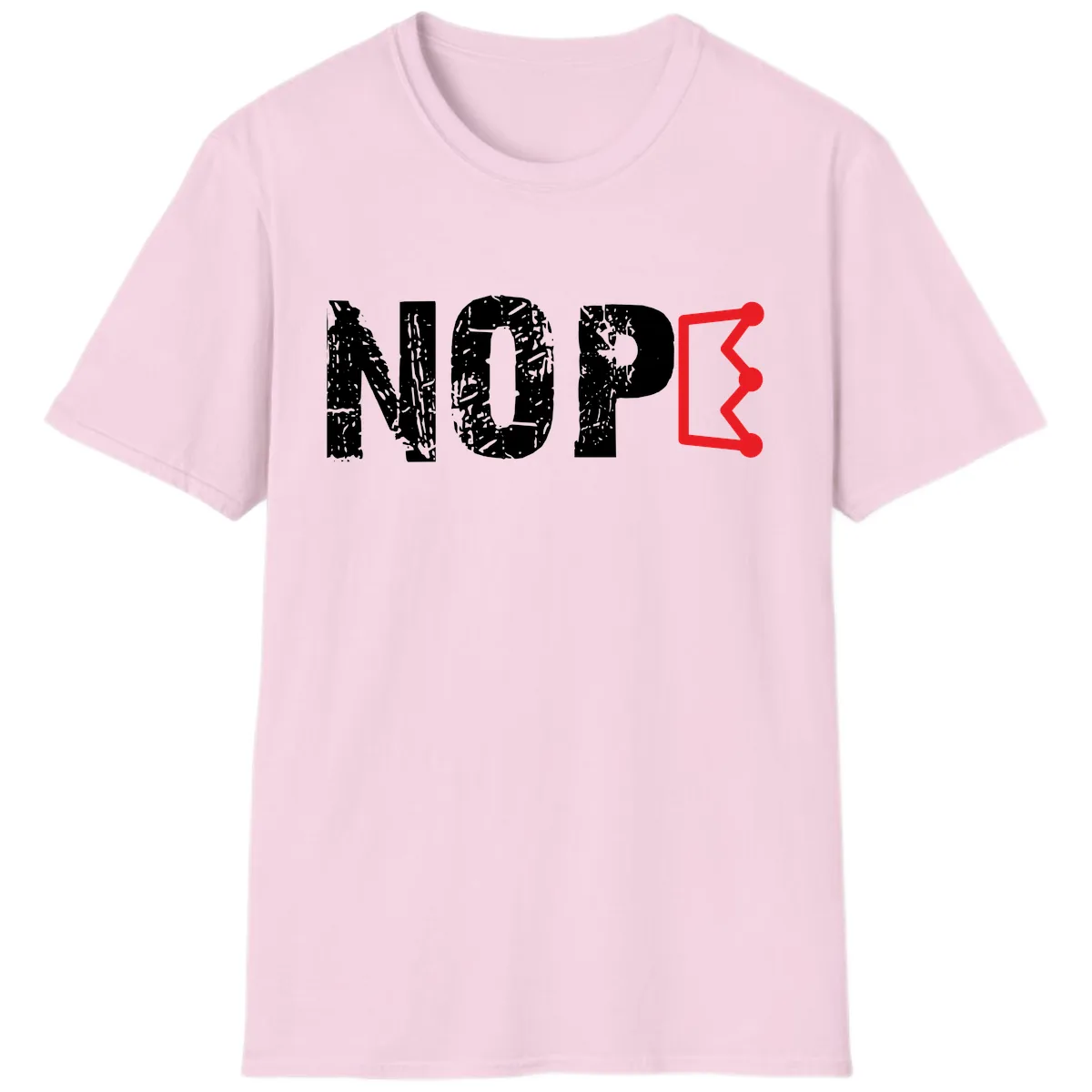 Nope Distressed Text With Crown Graphic T-Shirt in Light Pink