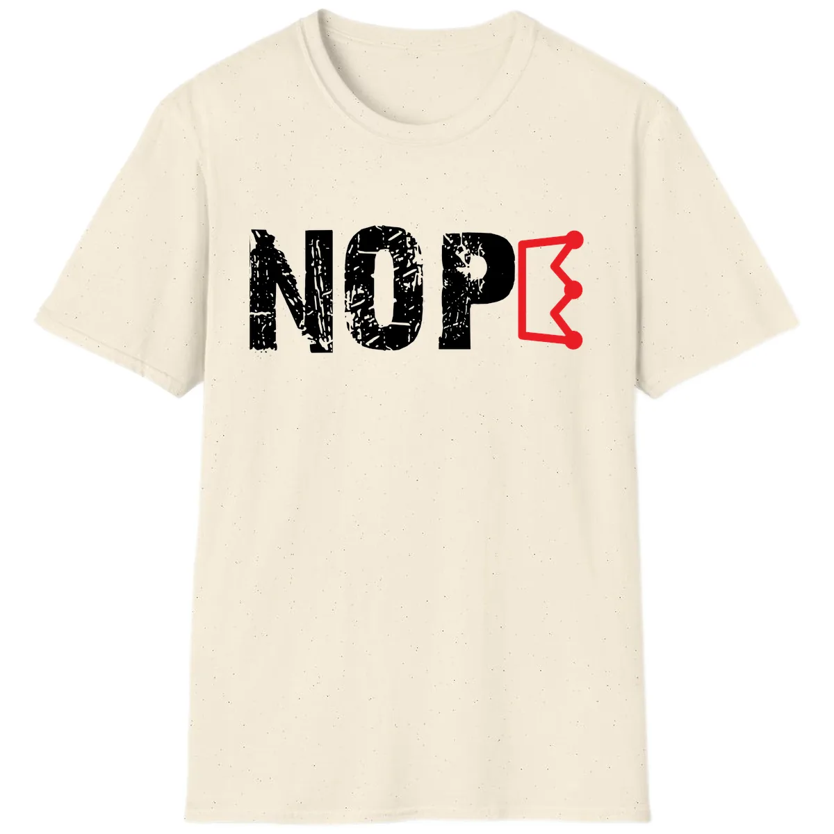 Nope Distressed Text With Crown Graphic T-Shirt in Natural